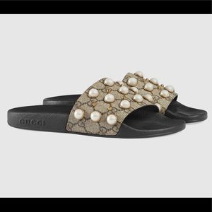 gg supreme slide with pearls fake